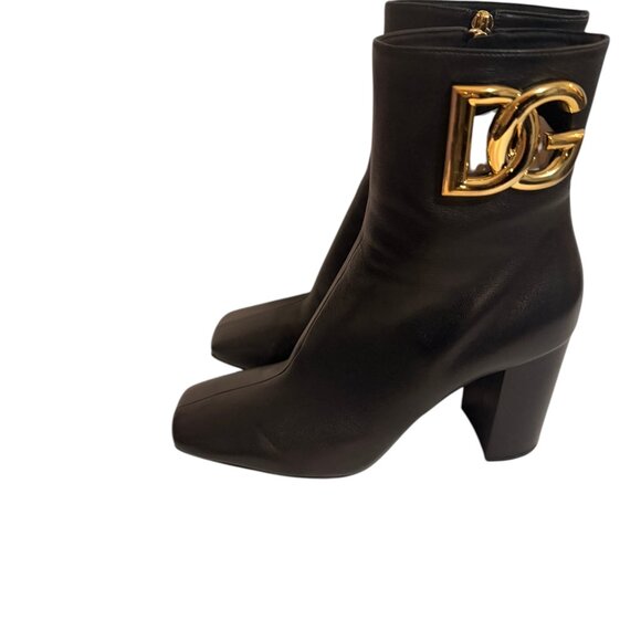 DOLCE & GABBANA CALFSKIN LEATHER ANKLE BOOTIES 38 - Picture 2 of 11